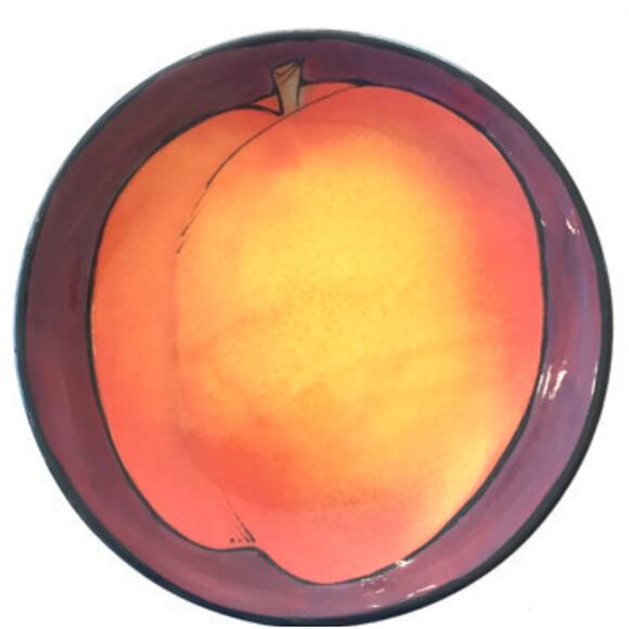 Rainbow Gate Signed Apricot Fruit Plate Hand Painted Ceramic 10.5” Vintage - Picture 8 of 8